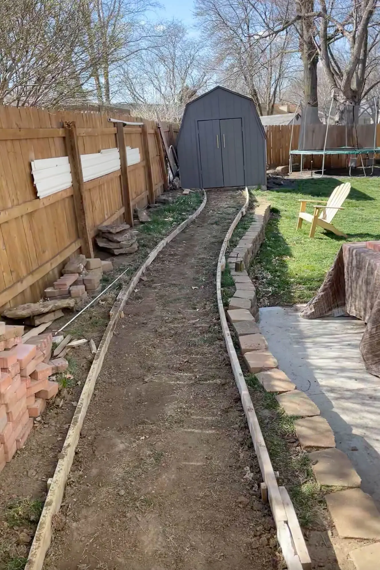 Forms are set for concrete to be poured.